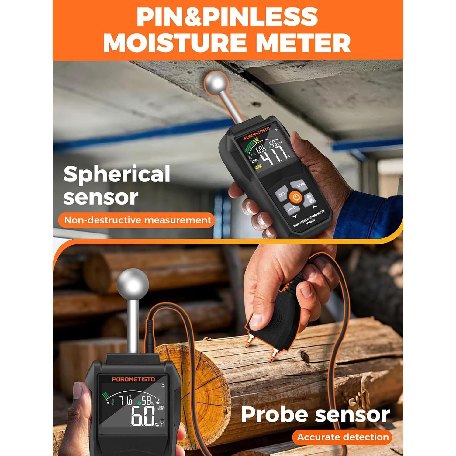 Medidor de Humedad Digital POROMETISTO WTS01Pro con Sonda
