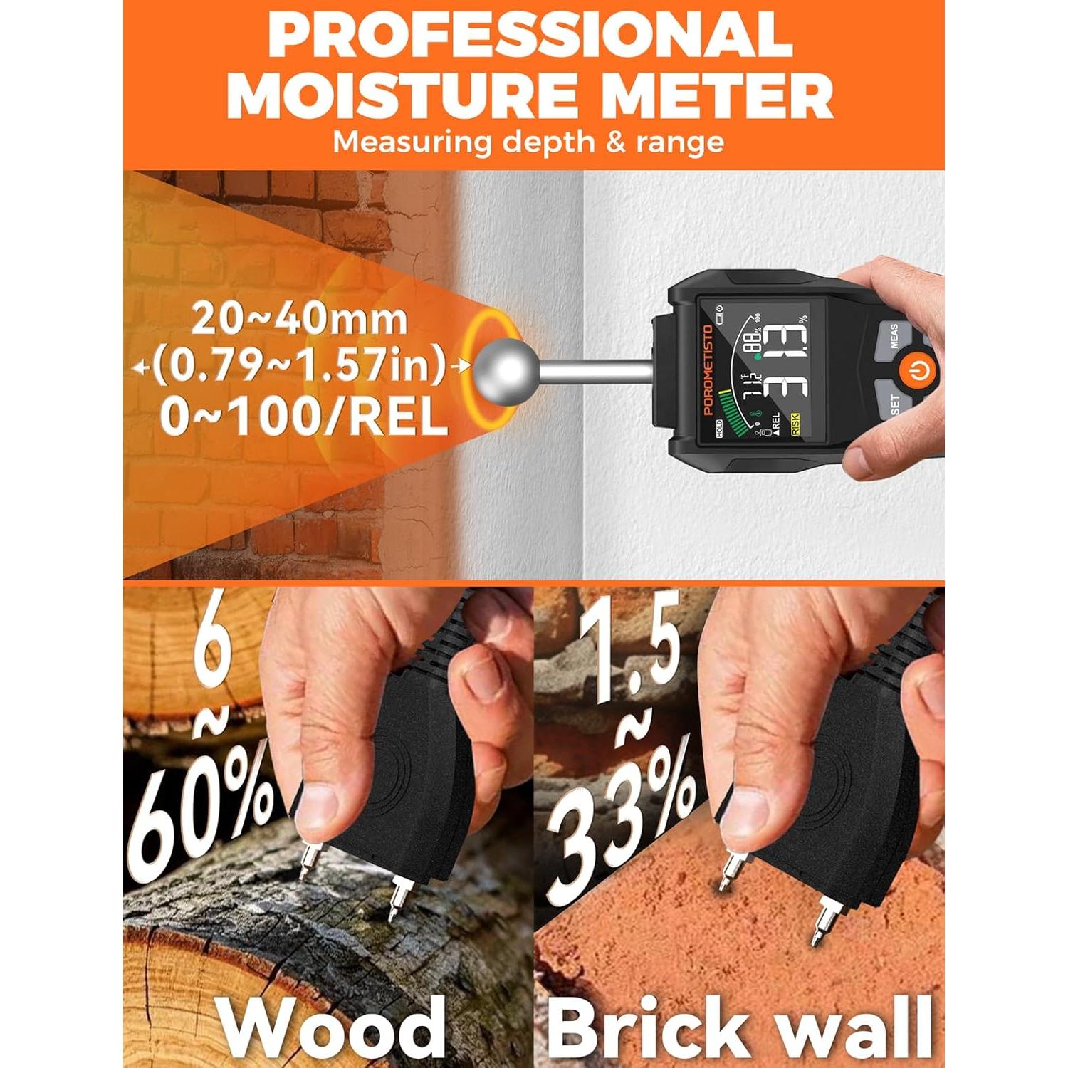 Medidor de Humedad Digital POROMETISTO WTS01Pro con Sonda