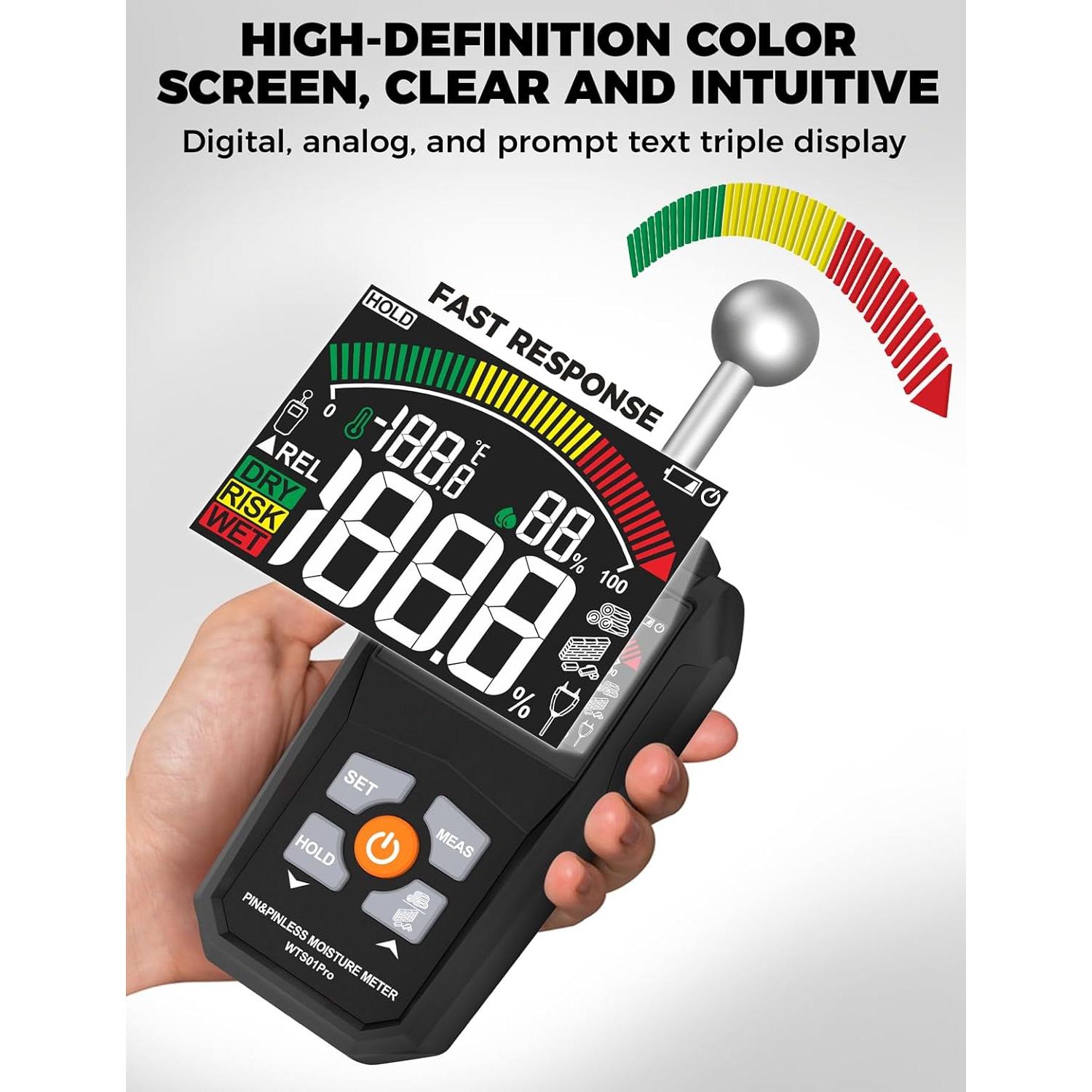 Medidor de Humedad Digital POROMETISTO WTS01Pro con Sonda