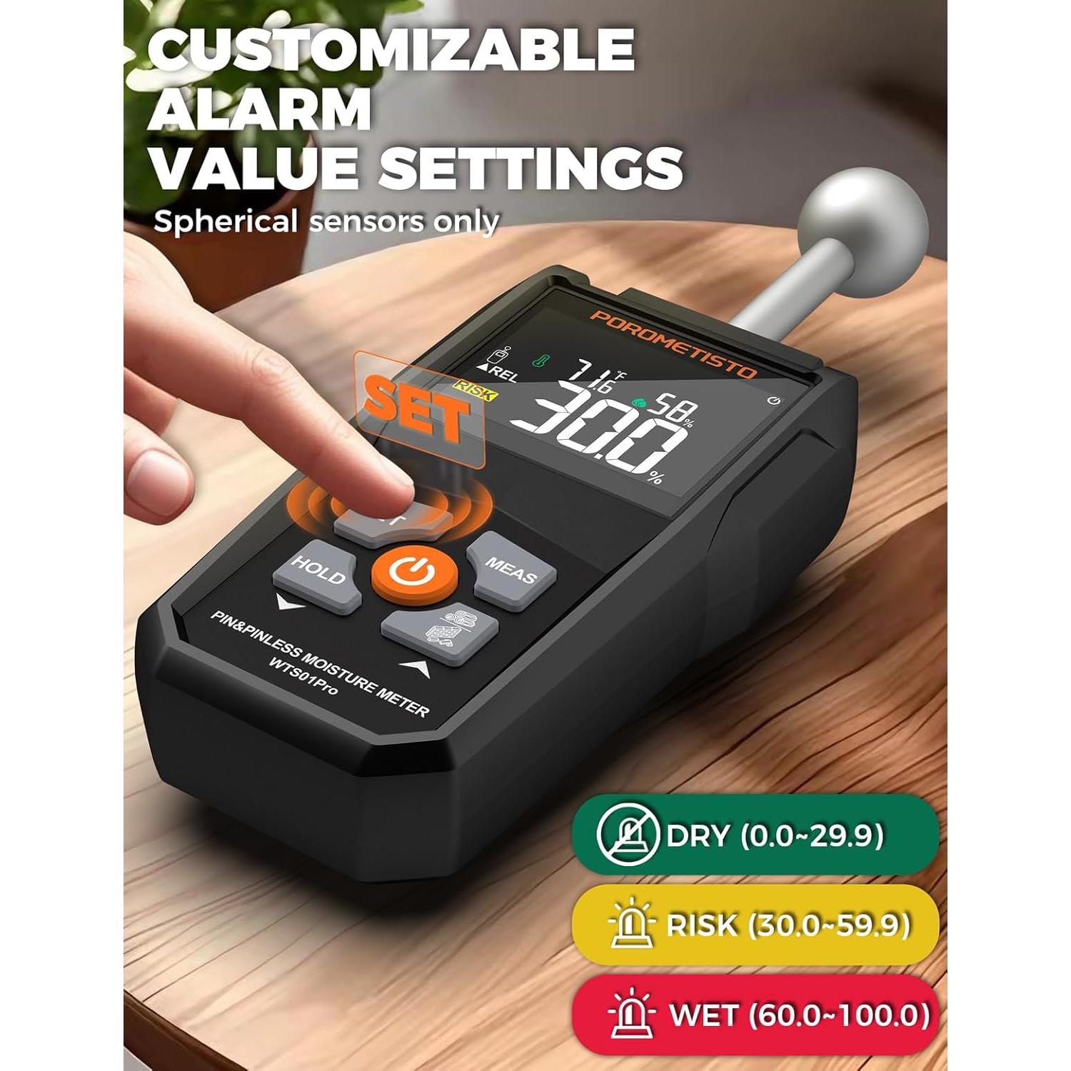 Medidor de Humedad Digital POROMETISTO WTS01Pro con Sonda