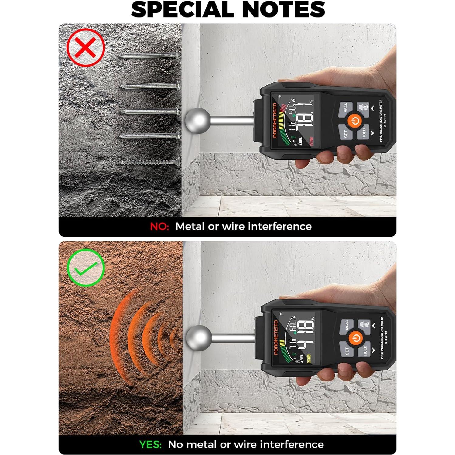 Medidor de Humedad Digital POROMETISTO WTS01Pro con Sonda