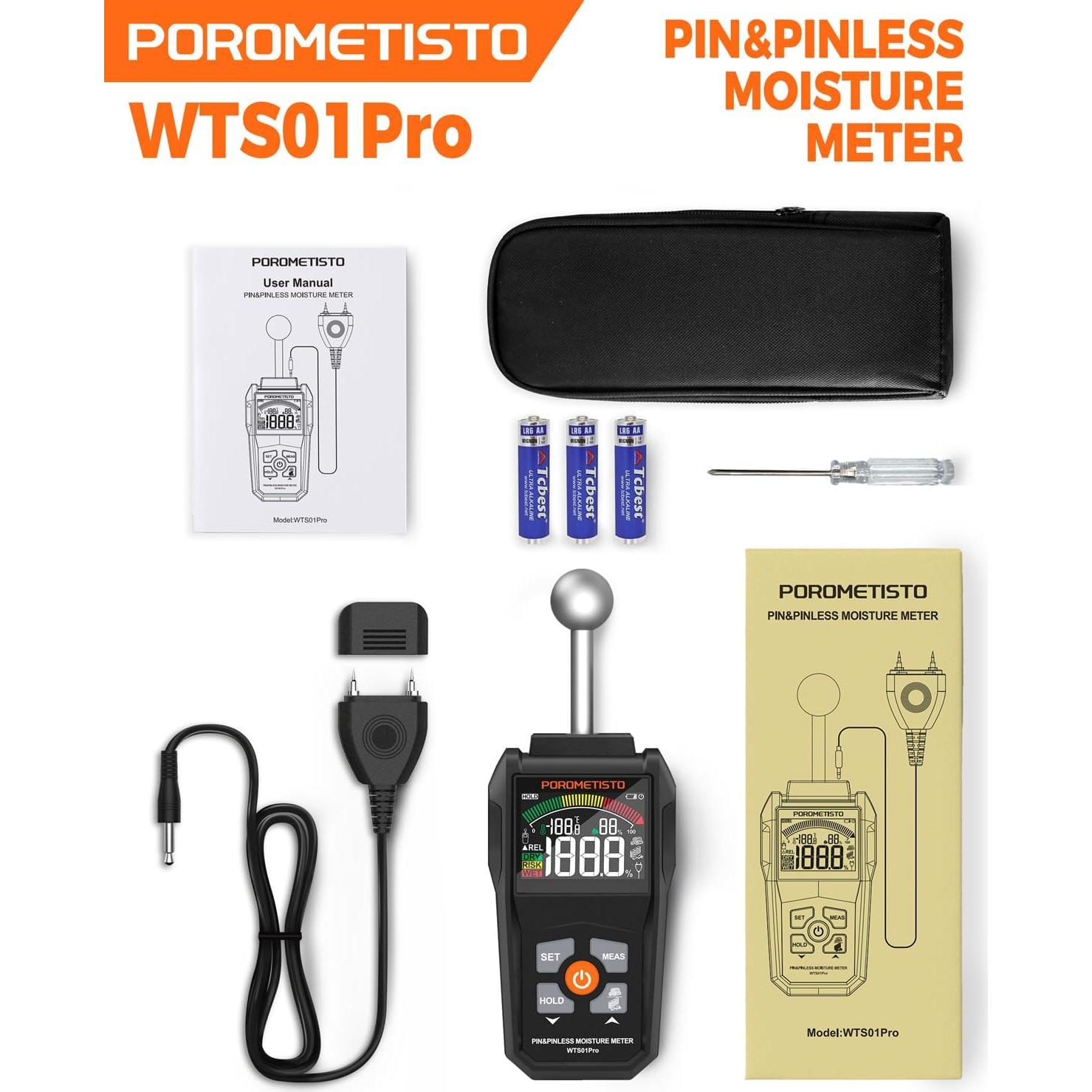 Medidor de Humedad Digital POROMETISTO WTS01Pro con Sonda