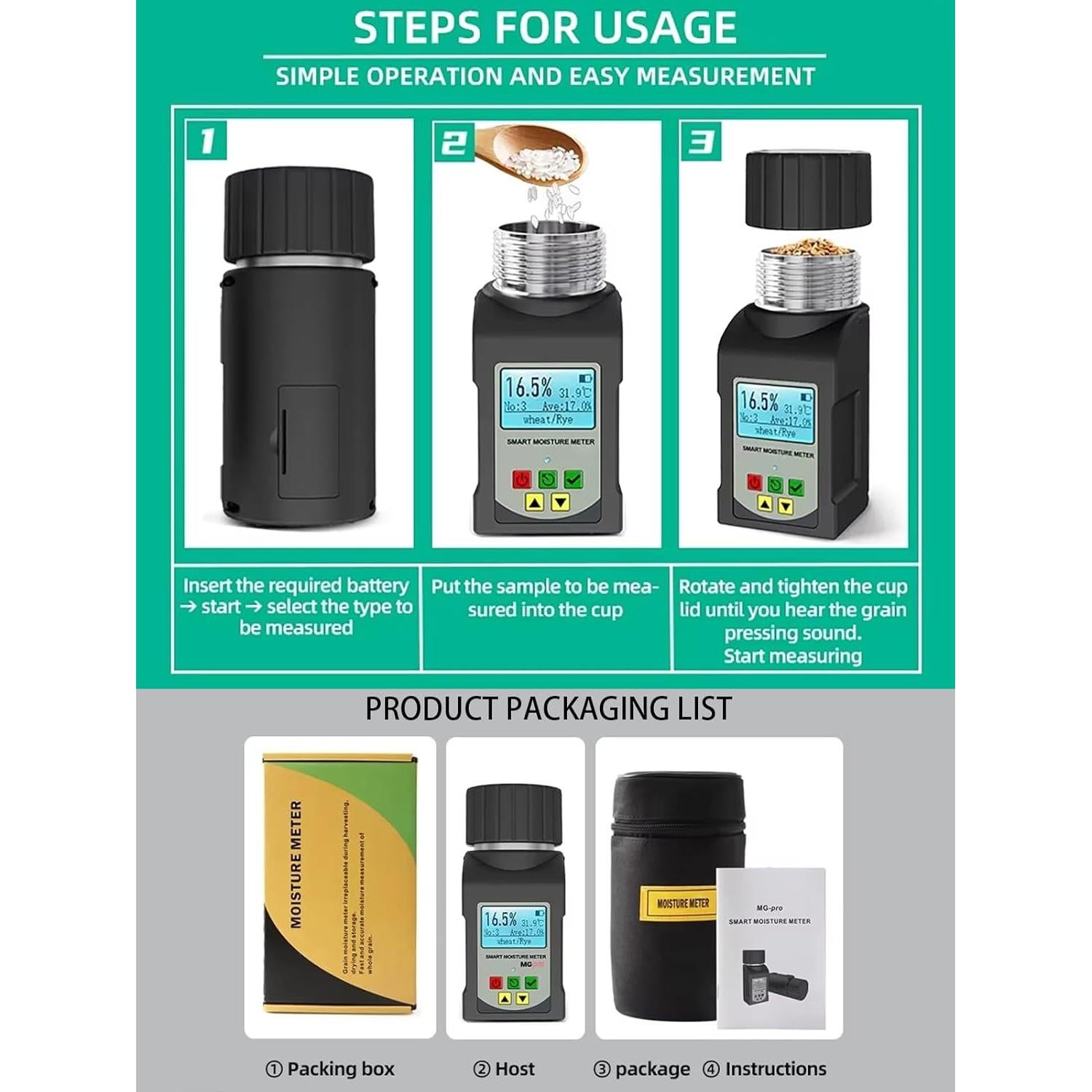 Medidor de Humedad de Granos GOYOJO GS25A Portátil 25 Tipos