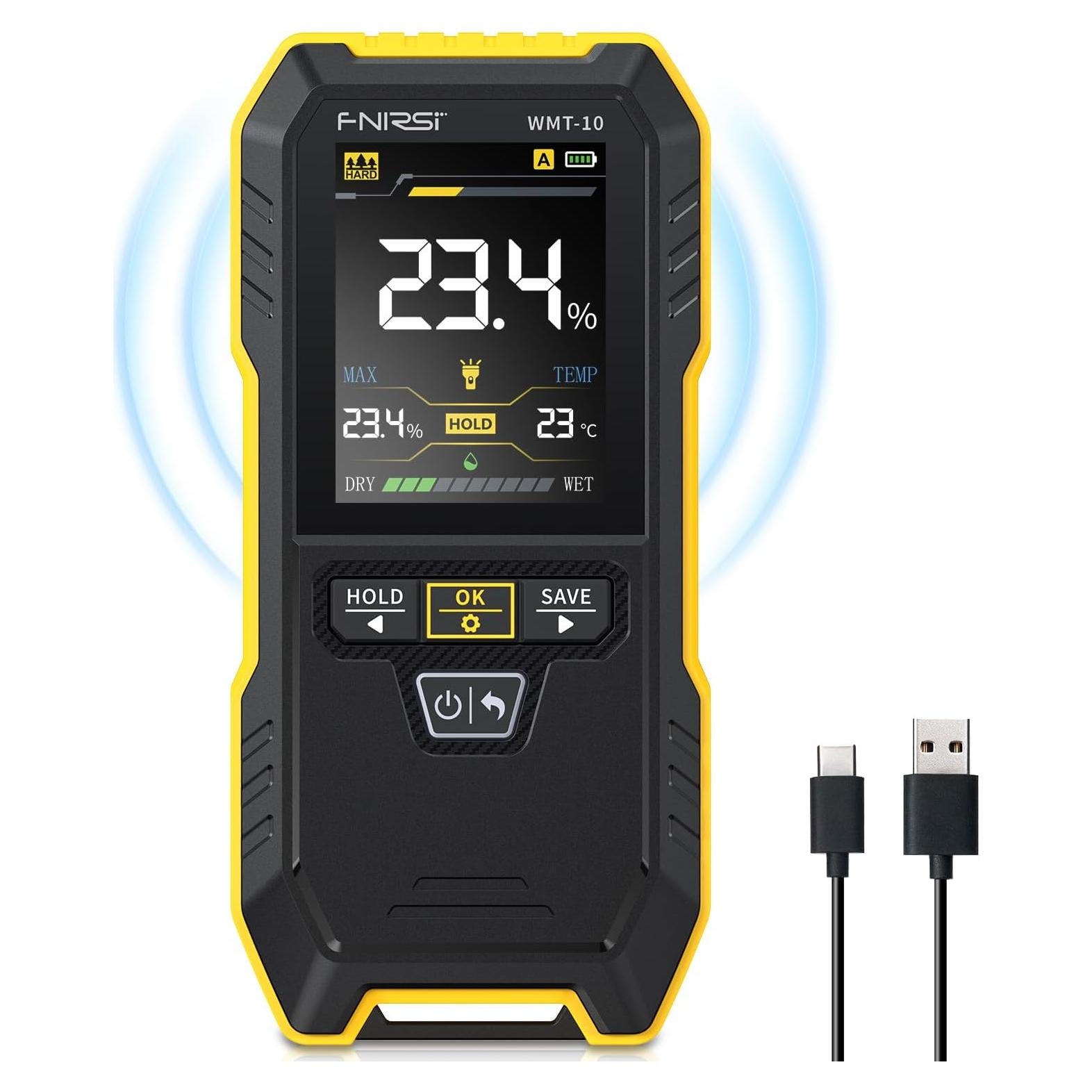 Medidor de Humedad FNIRSI WMT-10 Recargable Sin Puntas