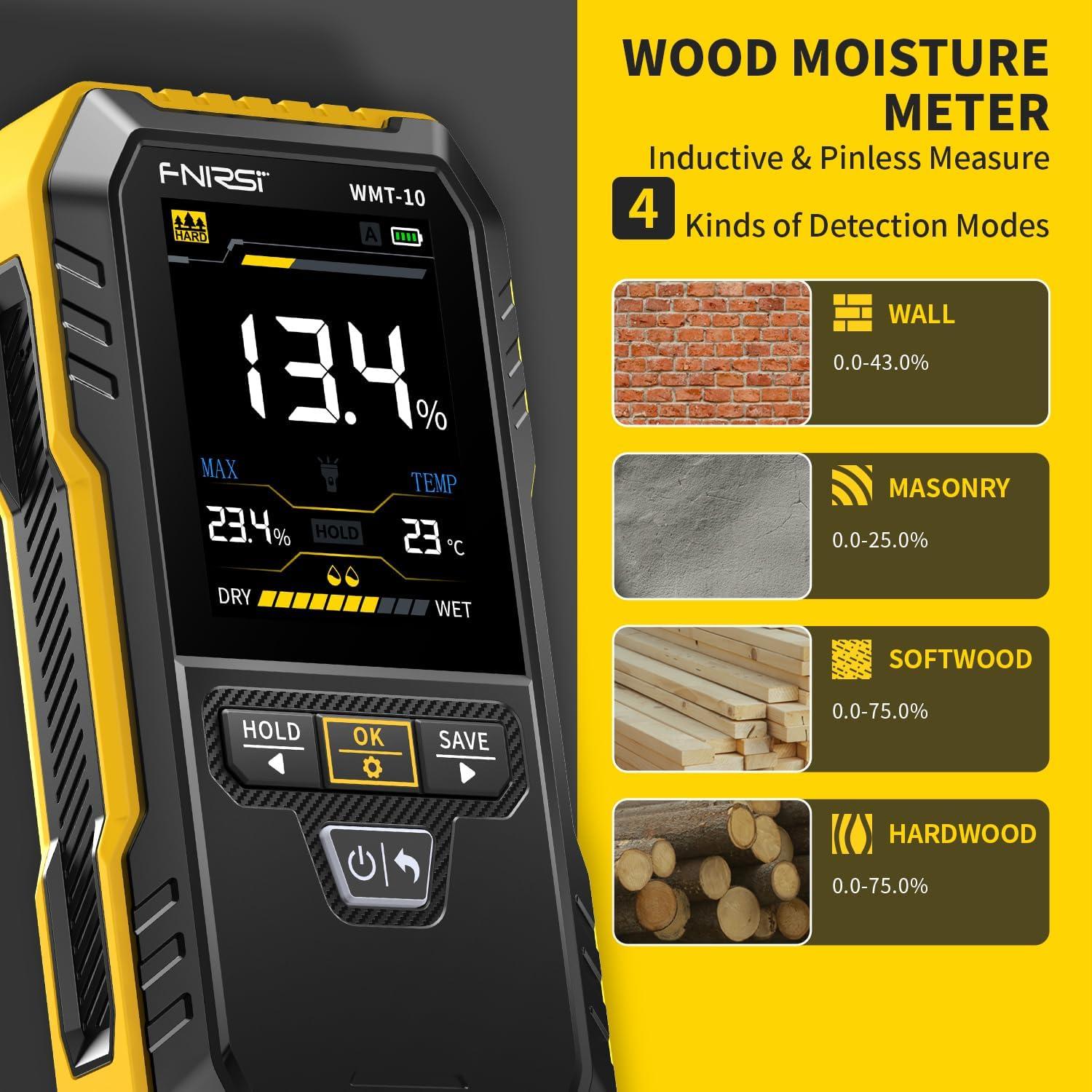 Medidor de Humedad FNIRSI WMT-10 Recargable Sin Puntas