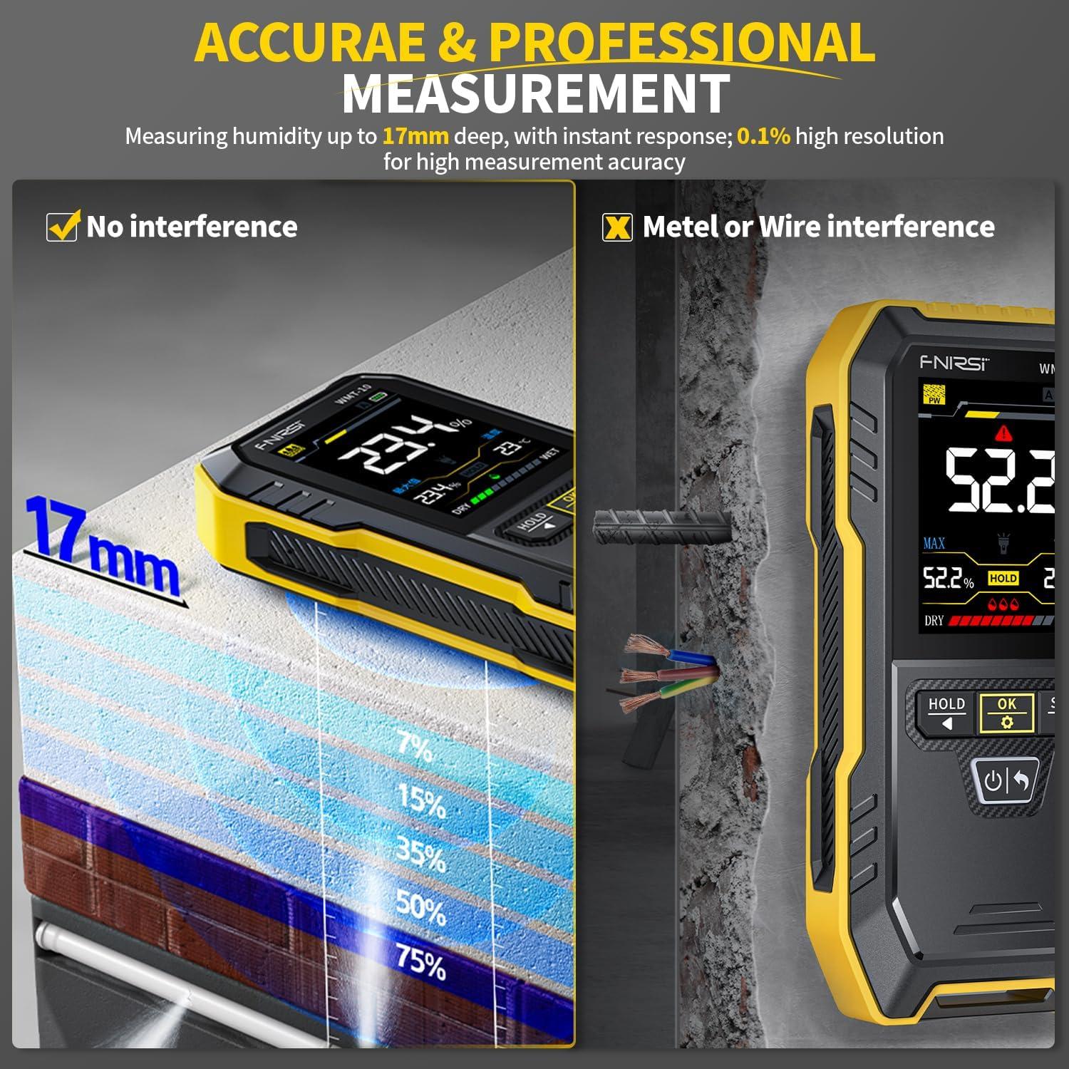 Medidor de Humedad FNIRSI WMT-10 Recargable Sin Puntas