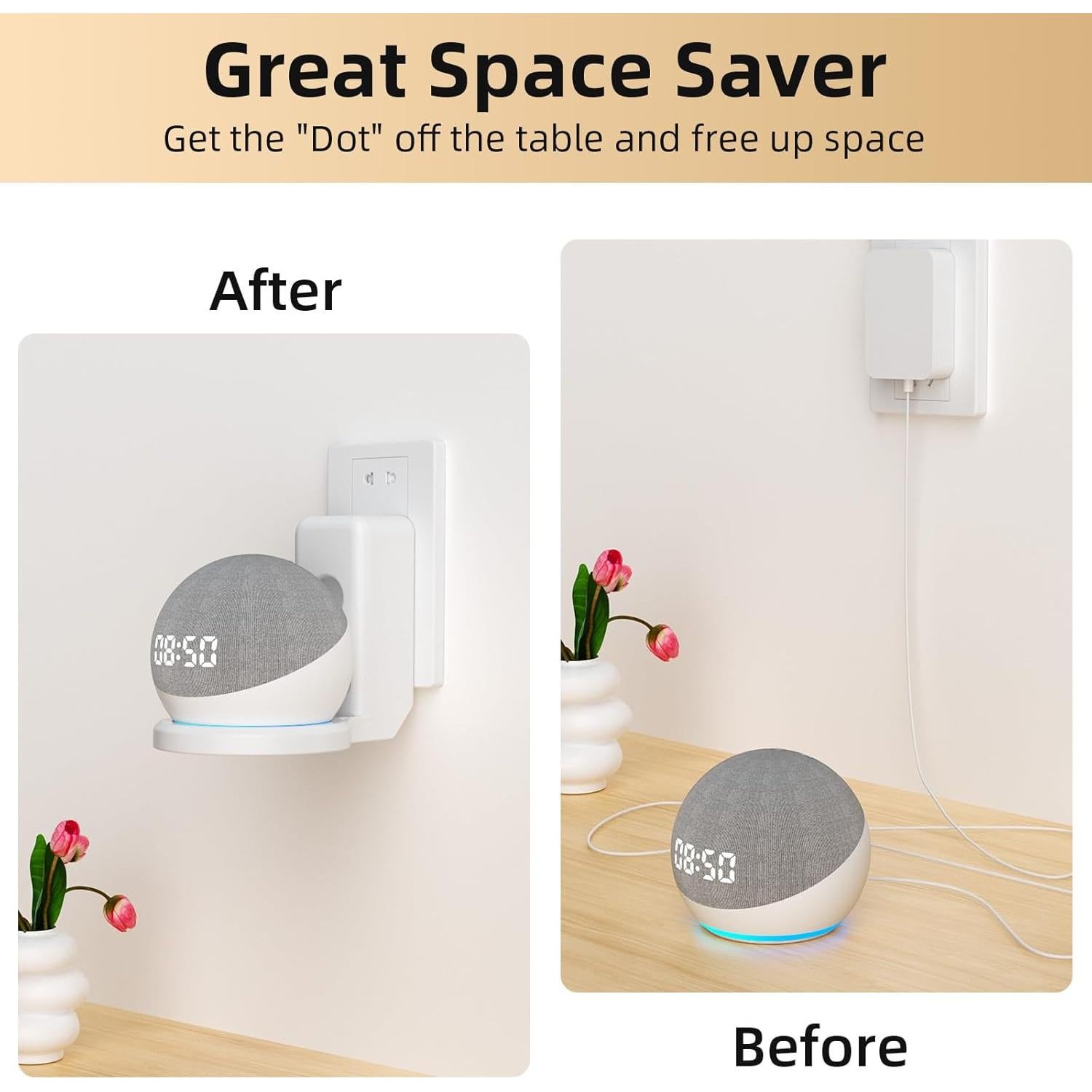 Soporte de Pared COOYA para Echo Dot 4ta/5ta Gen Blanco