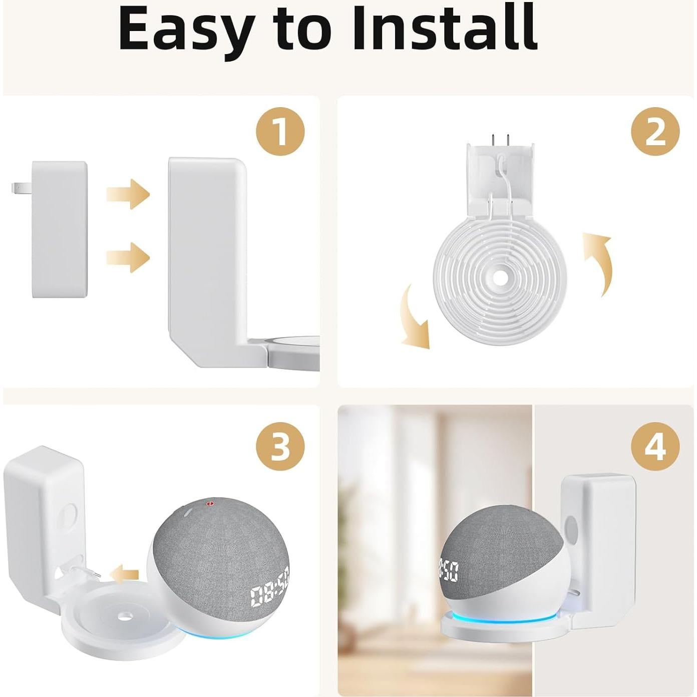 Soporte de Pared COOYA para Echo Dot 4ta/5ta Gen Blanco