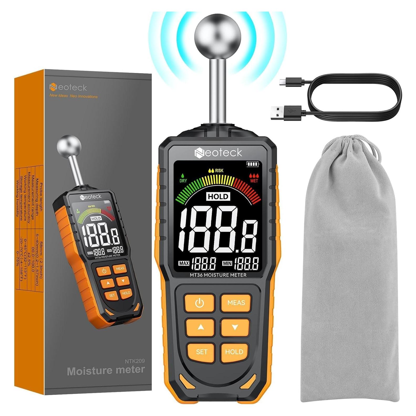 Medidor de Humedad Inductivo Neoteck NTK209 5-40mm LCD