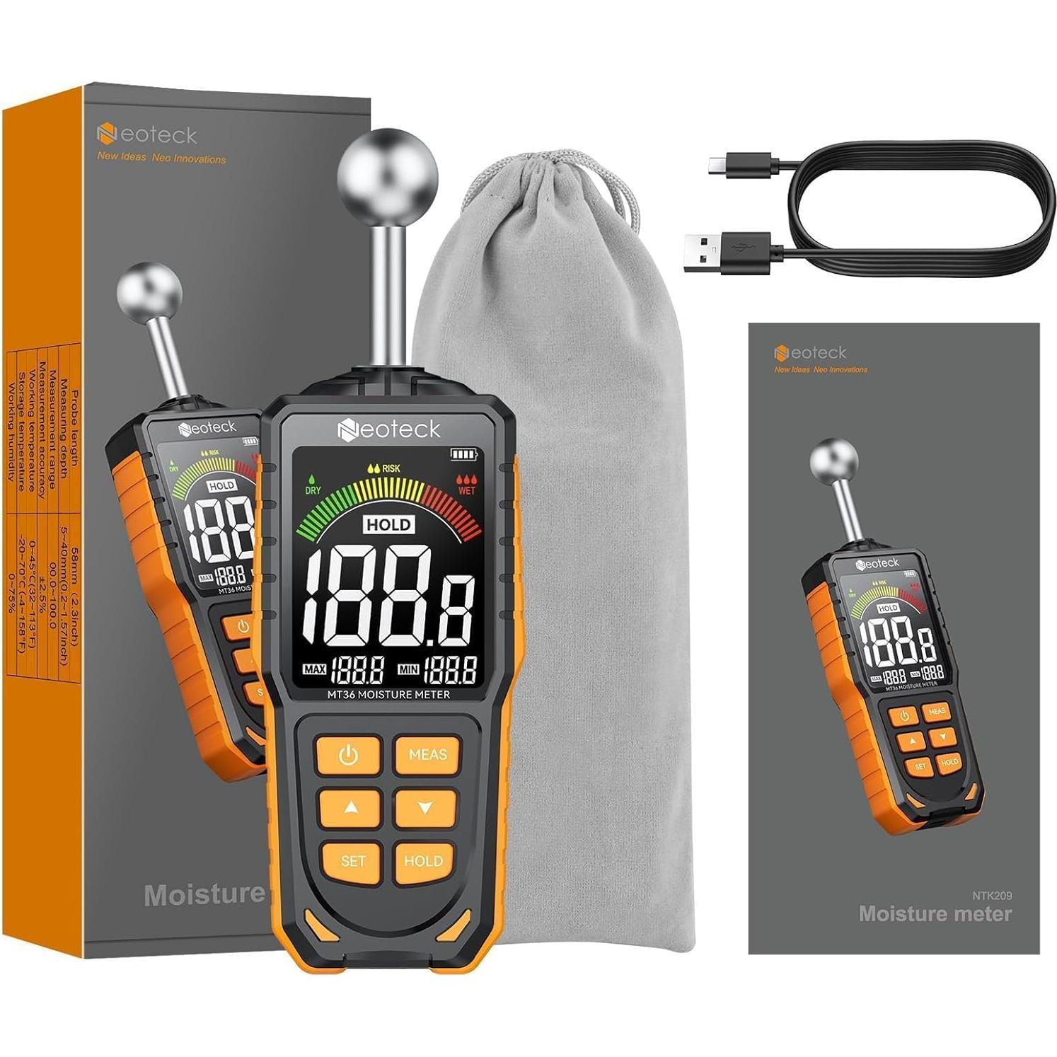 Medidor de Humedad Inductivo Neoteck NTK209 5-40mm LCD