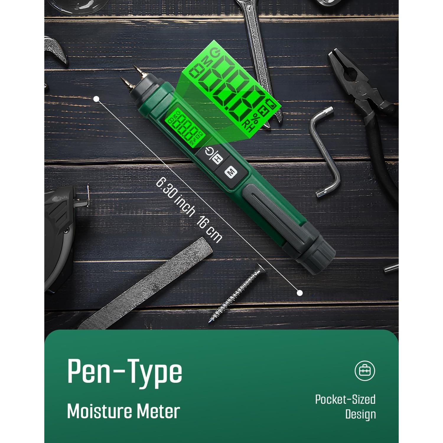 Medidor de Humedad de Madera TESMEN TWM-186 Portátil Verde