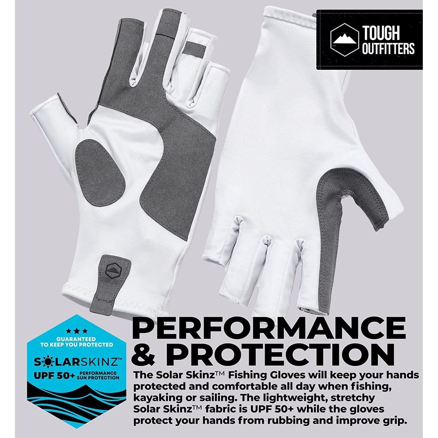 Guantes de Pesca Tough Outdoors - Sin Dedos, UPF 50+, Negro