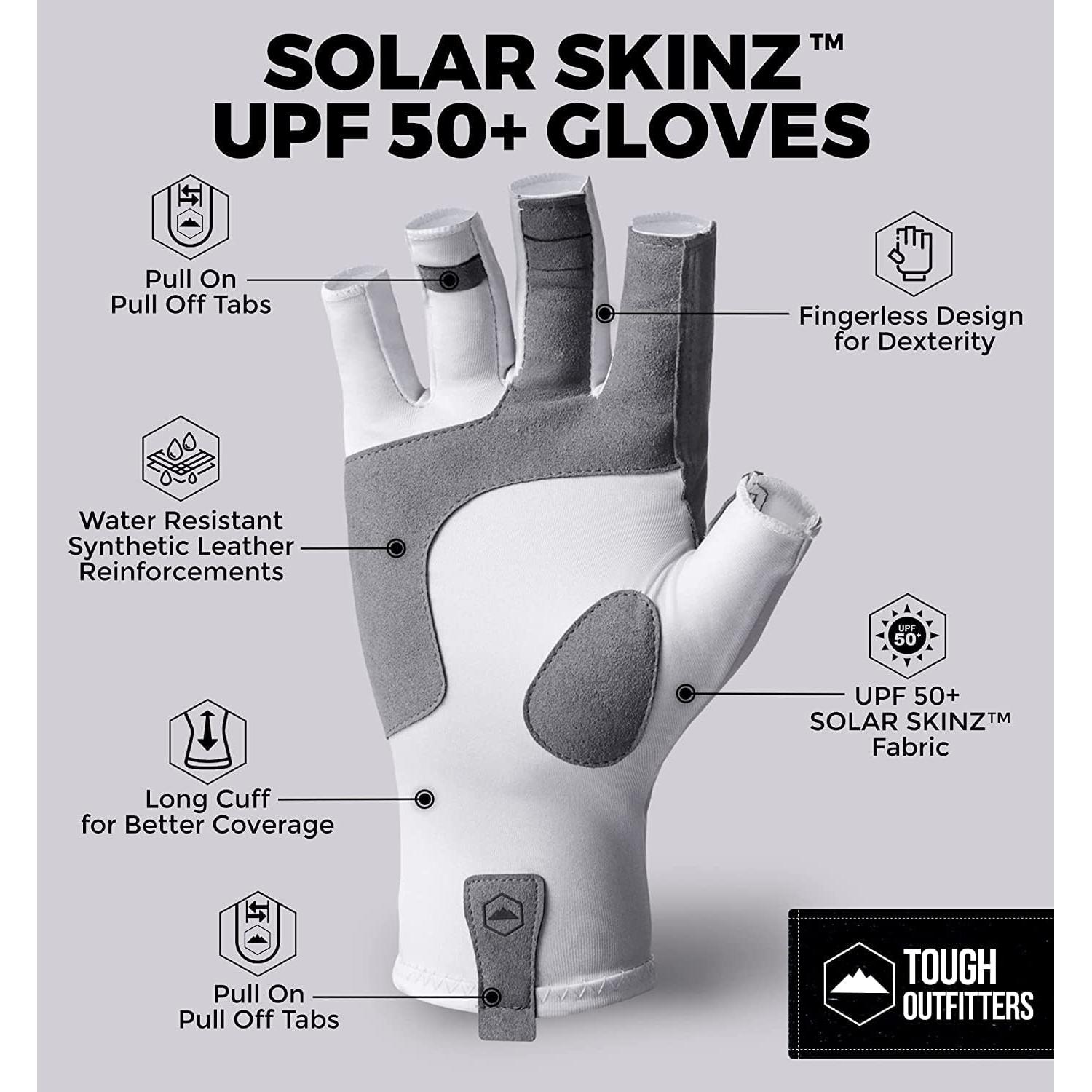 Guantes de Pesca Tough Outdoors - Sin Dedos, UPF 50+, Negro