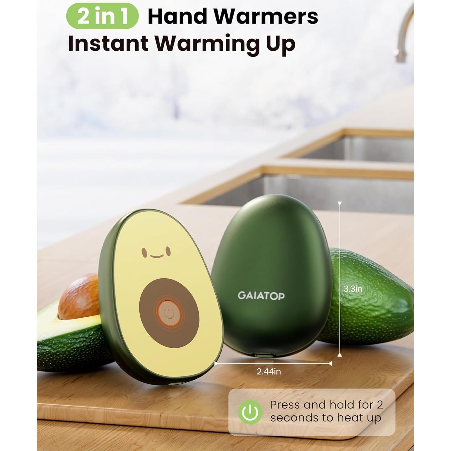 Calentadores de Manos Recargables Gaiatop 2 Piezas Aguacate