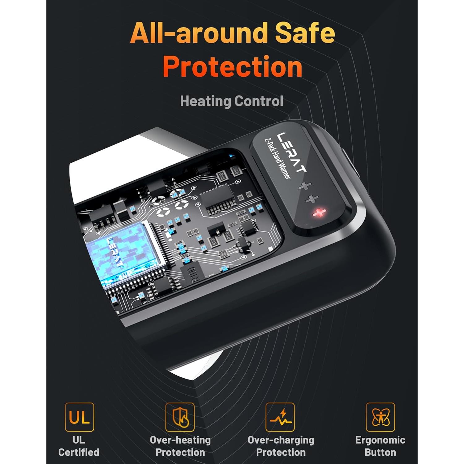 Calentadores de Manos Recargables Lerat M357 - 2 Paquete