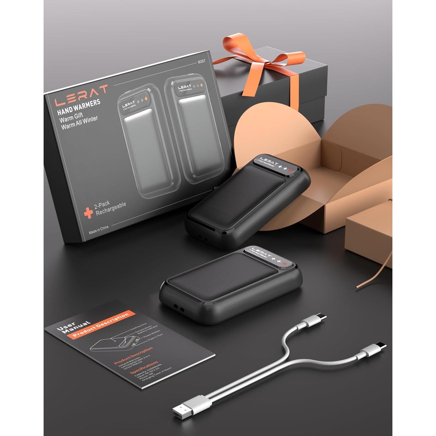 Calentadores de Manos Recargables Lerat M357 - 2 Paquete