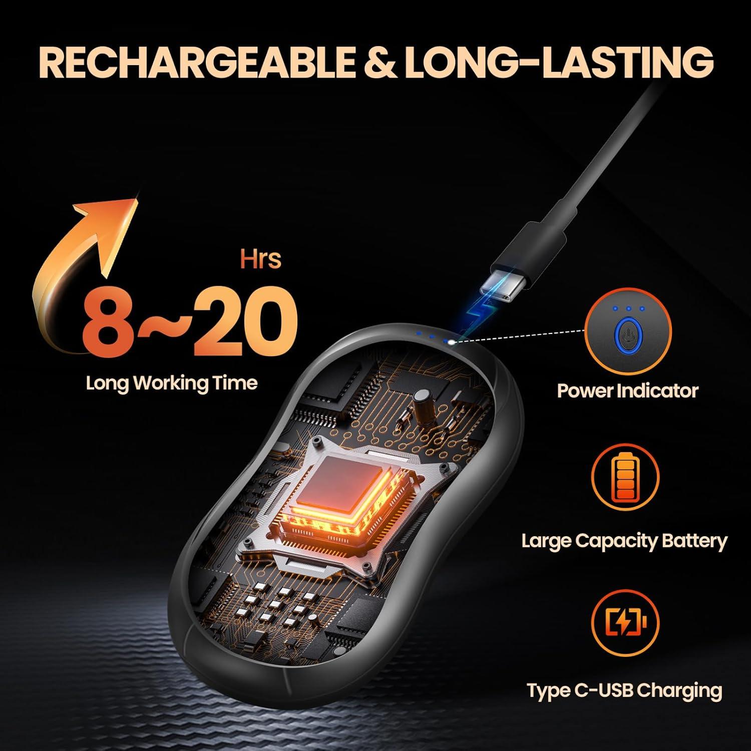 Calentadores de Manos Recargables ZioeYiue 2Pack Doble Cara