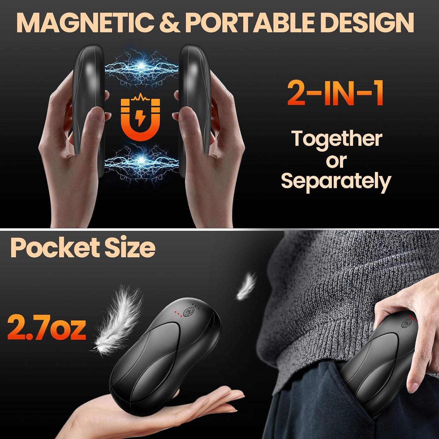 Calentadores de Manos Recargables ZioeYiue 2Pack Doble Cara