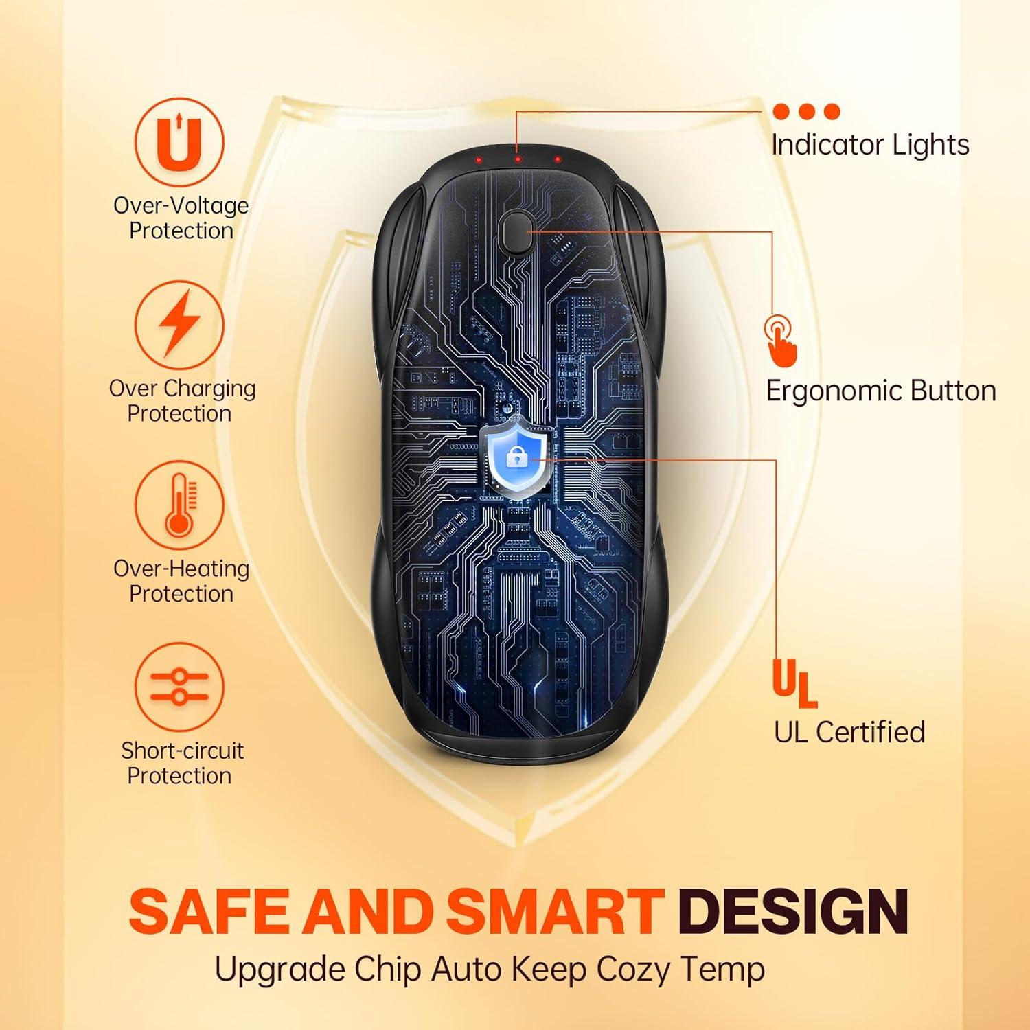 Calentador de Manos Recargable SRISE 6000mAh Negro