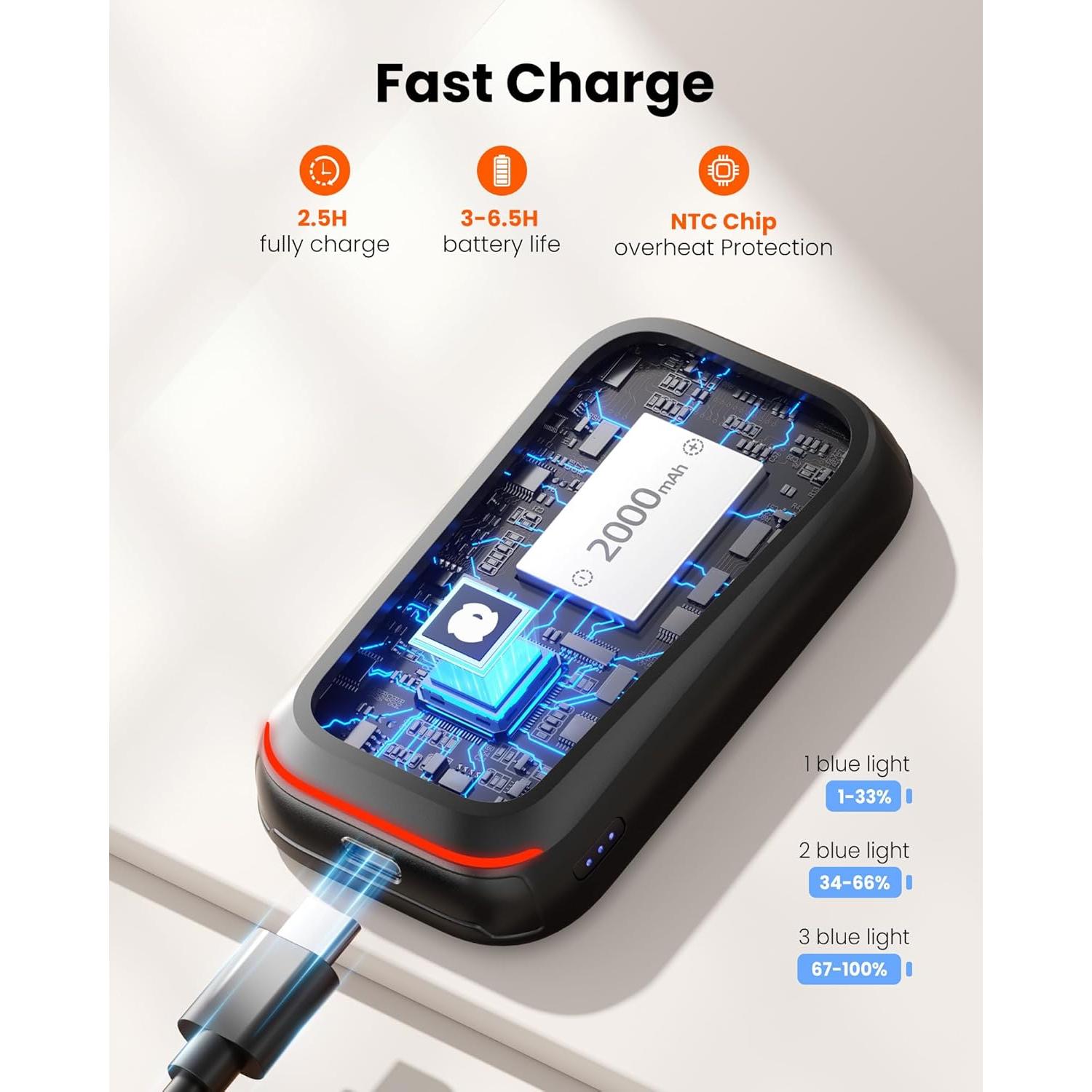 Calentadores de Manos Eléctricos Gaiatop Recargables 2-Pack