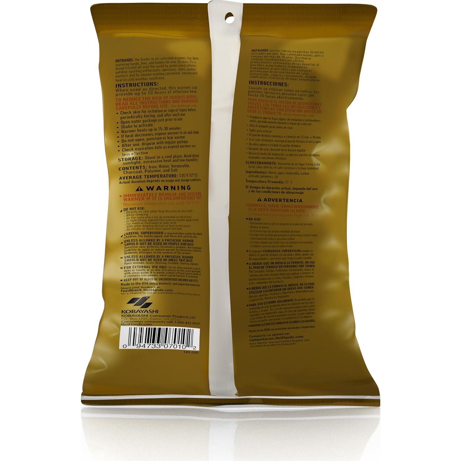 Calentadores de Manos HotHands - Paquete de 10 Unidades