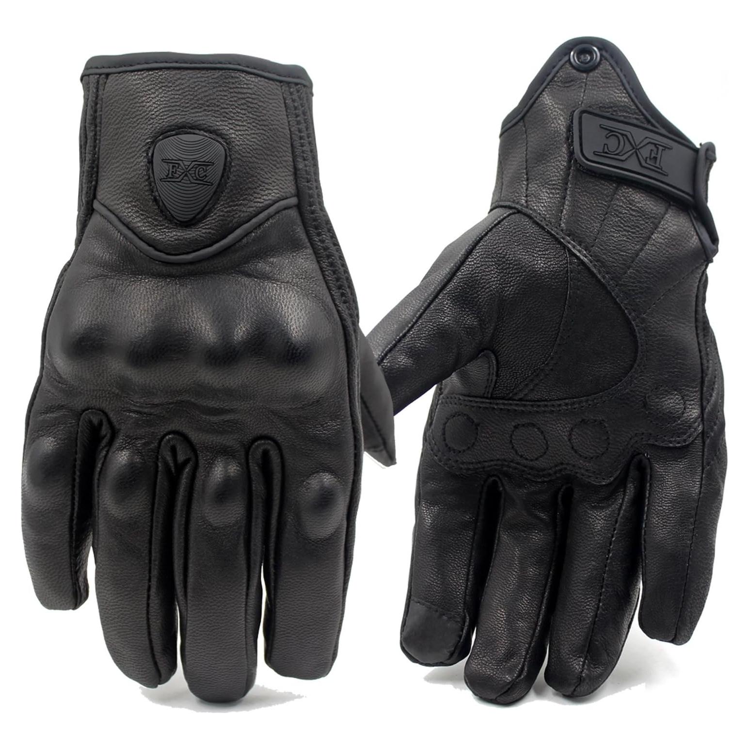 Guantes de Cuero FXC Pursuit para Motocicleta Táctiles