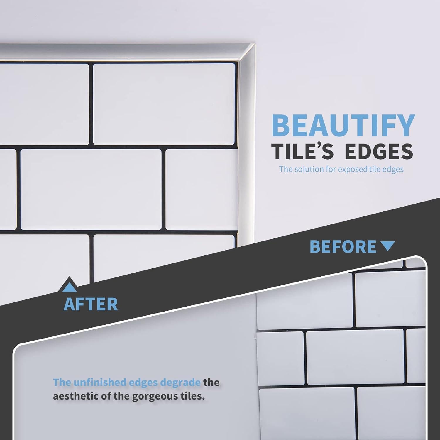 Moldura de Vinilo Flexible Art3d 3.05m Plata Autoadhesiva