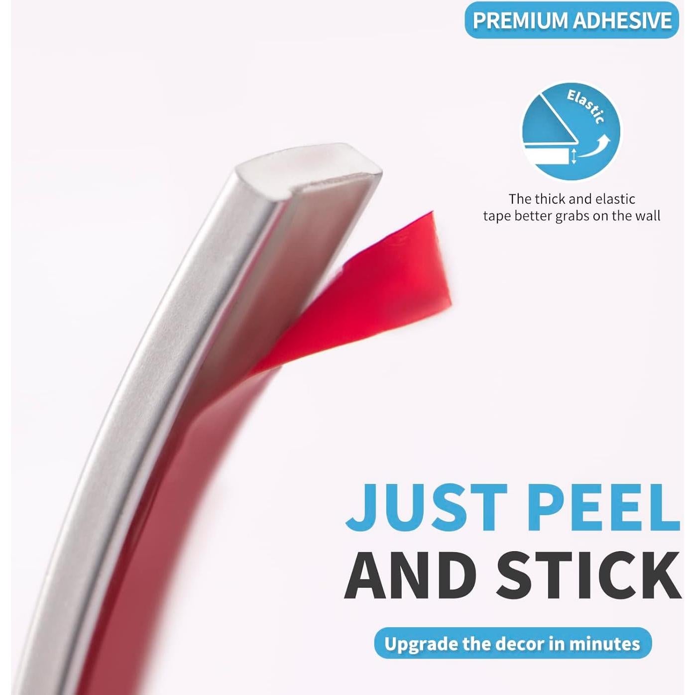 Moldura de Vinilo Flexible Art3d 3.05m Plata Autoadhesiva