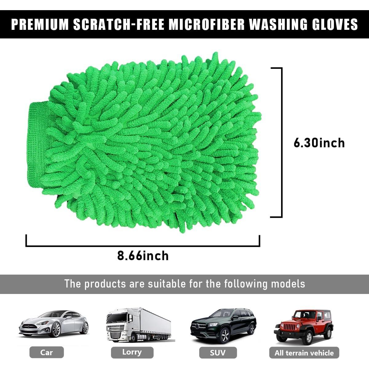 Guantes de Limpieza Chenille Gasedin para Autos Verde