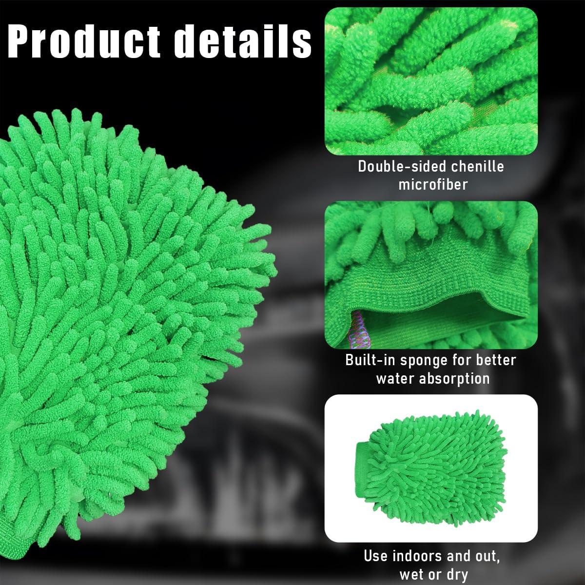 Guantes de Limpieza Chenille Gasedin para Autos Verde