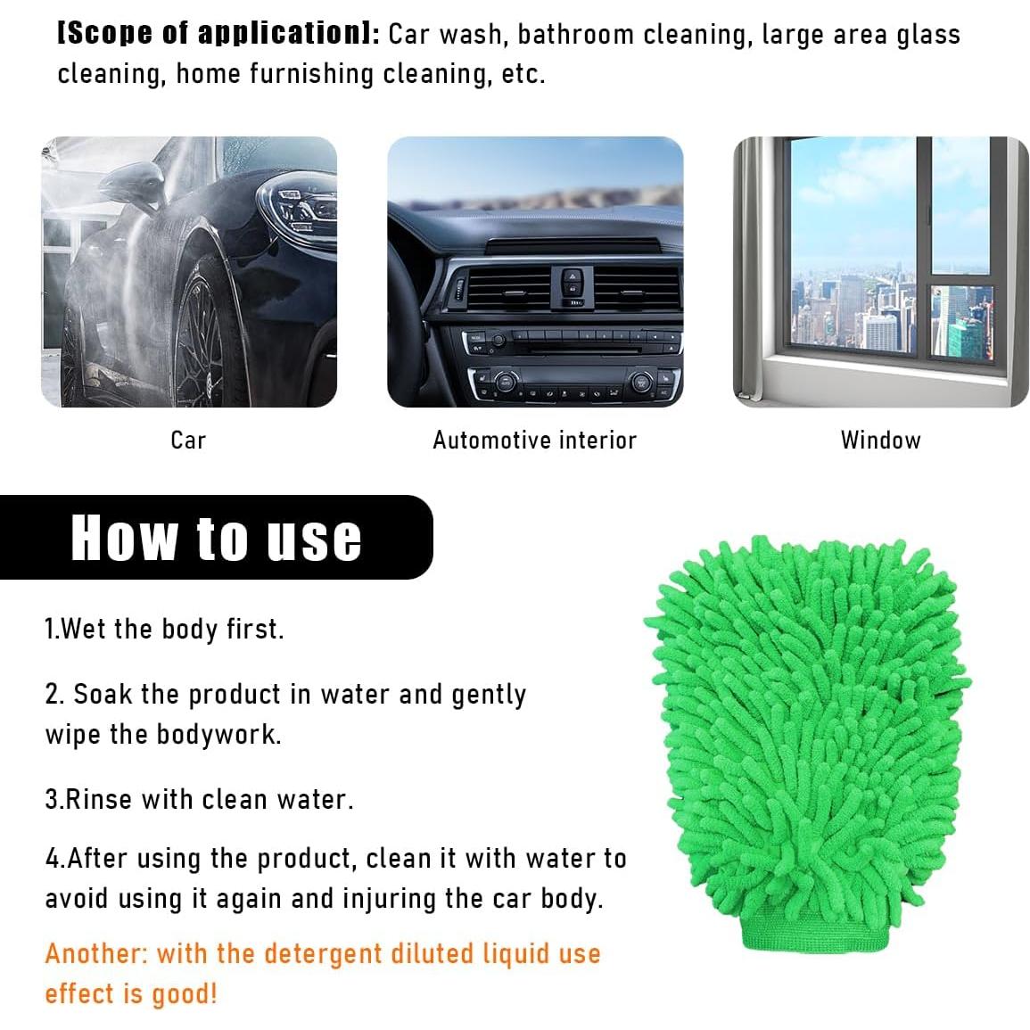 Guantes de Limpieza Chenille Gasedin para Autos Verde