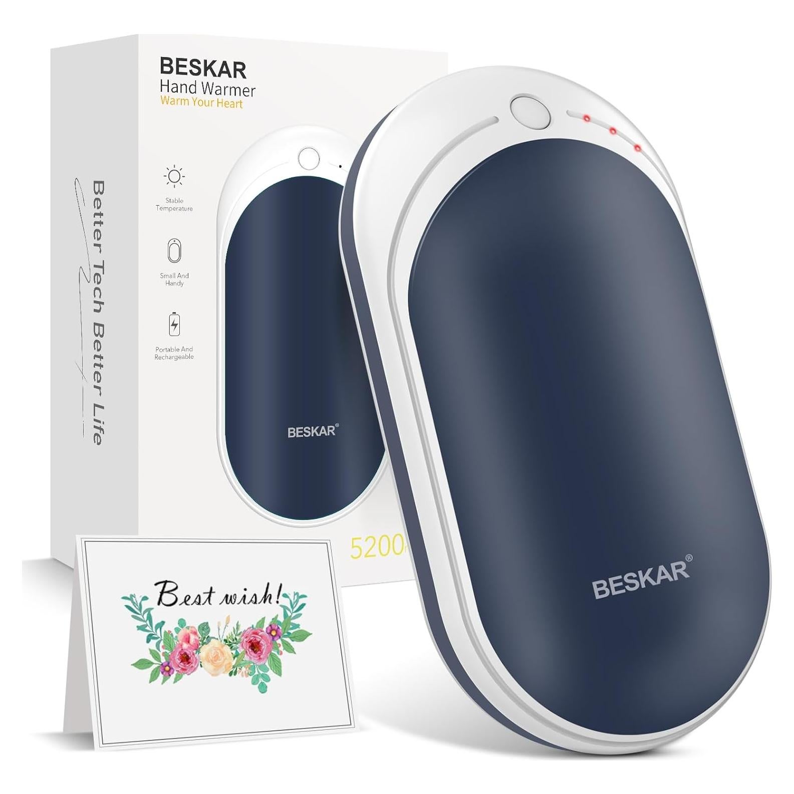 Calentador de Manos Recargable BESKAR 5200mAh 3 Niveles