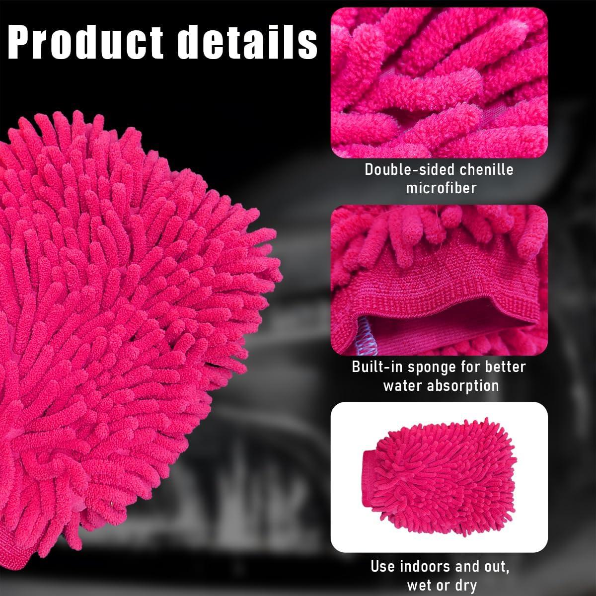 Guantes de Limpieza Gasedin para Autos Chenille Rosa