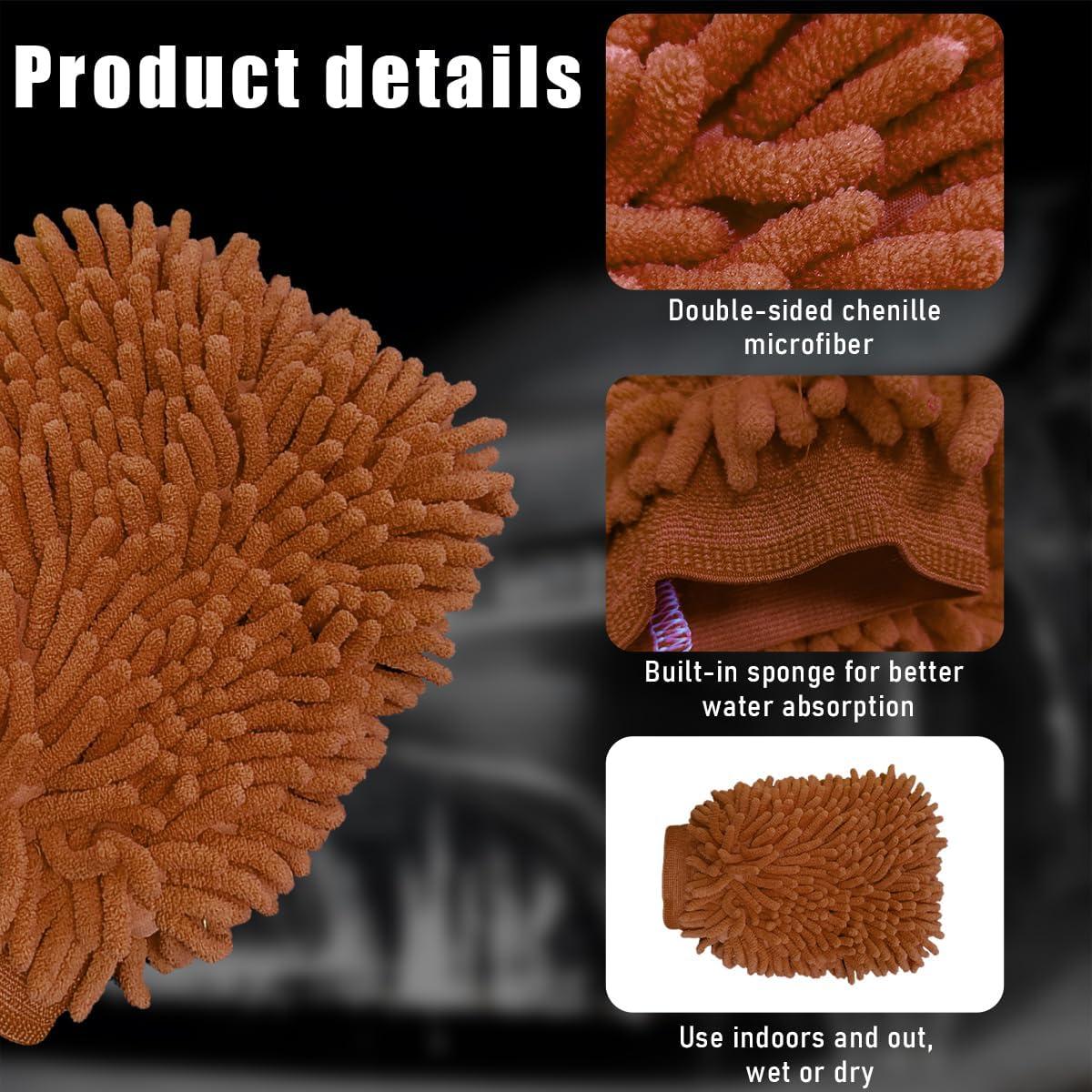 Guantes de Microfibra Gasedin para Lavado de Autos Café