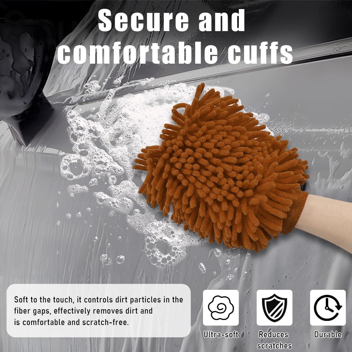 Guantes de Microfibra Gasedin para Lavado de Autos Café