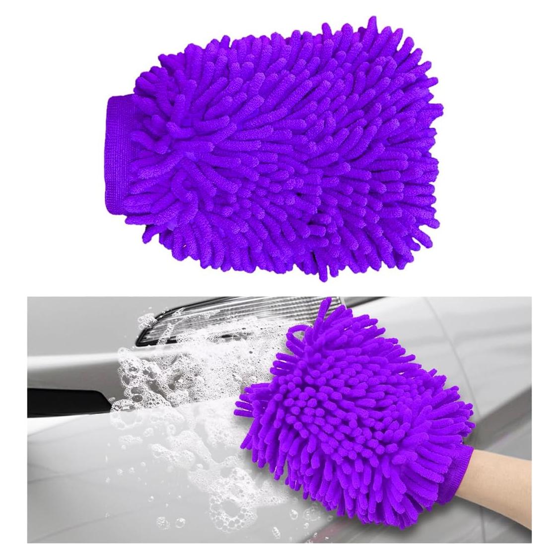 Guantes de Limpieza Gasedin para Autos Chenille Púrpura