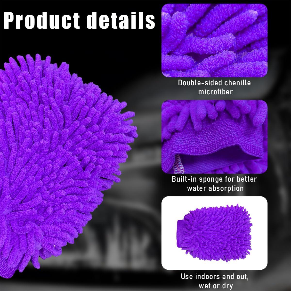 Guantes de Limpieza Gasedin para Autos Chenille Púrpura