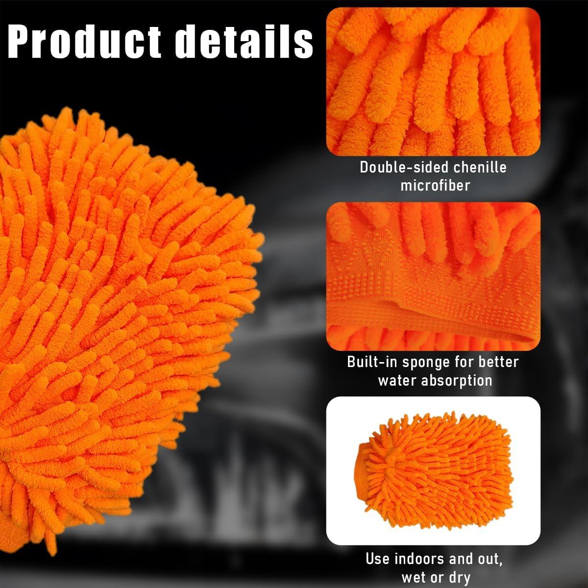 Guantes de Lavado de Autos Gasedin Naranja Microfibra