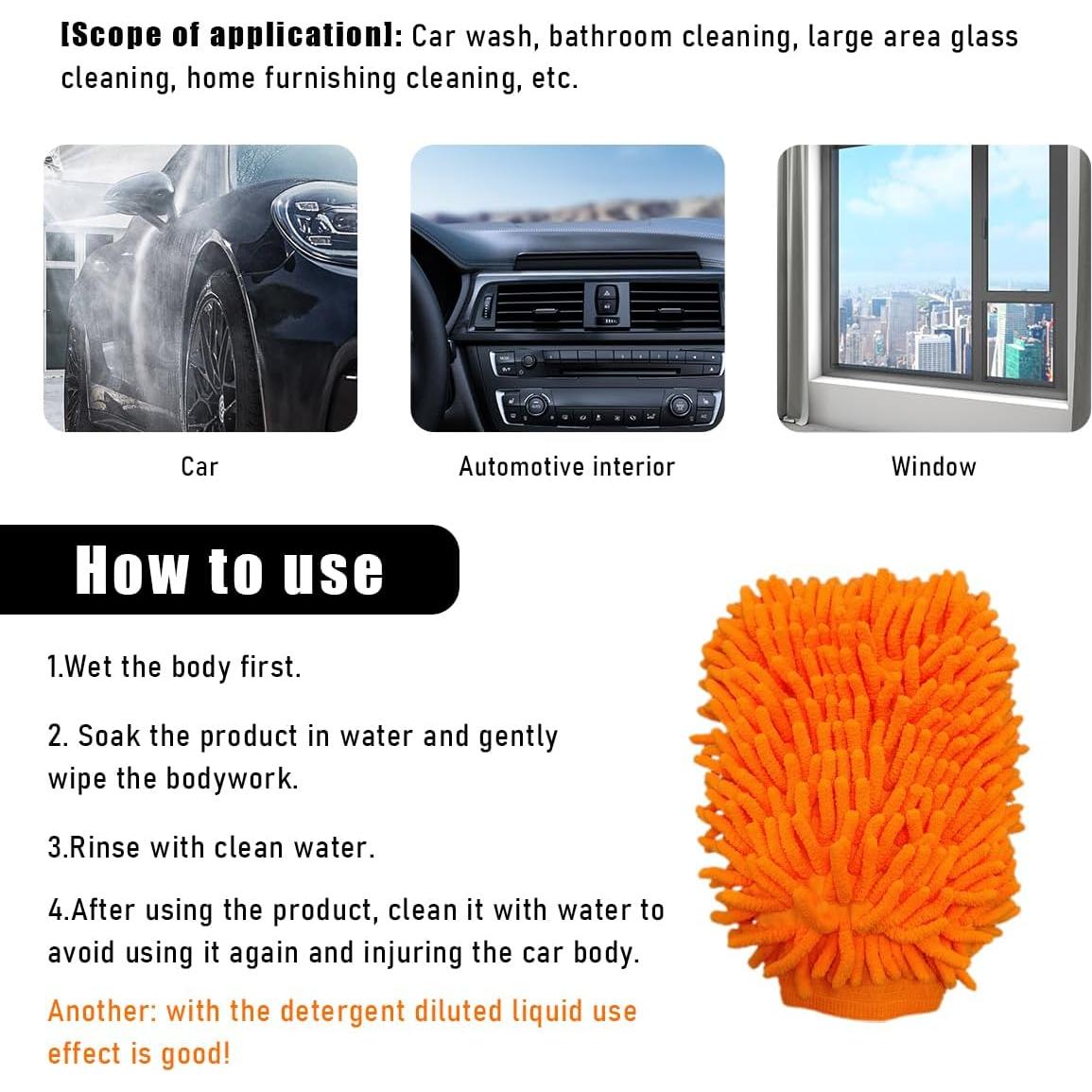 Guantes de Lavado de Autos Gasedin Naranja Microfibra