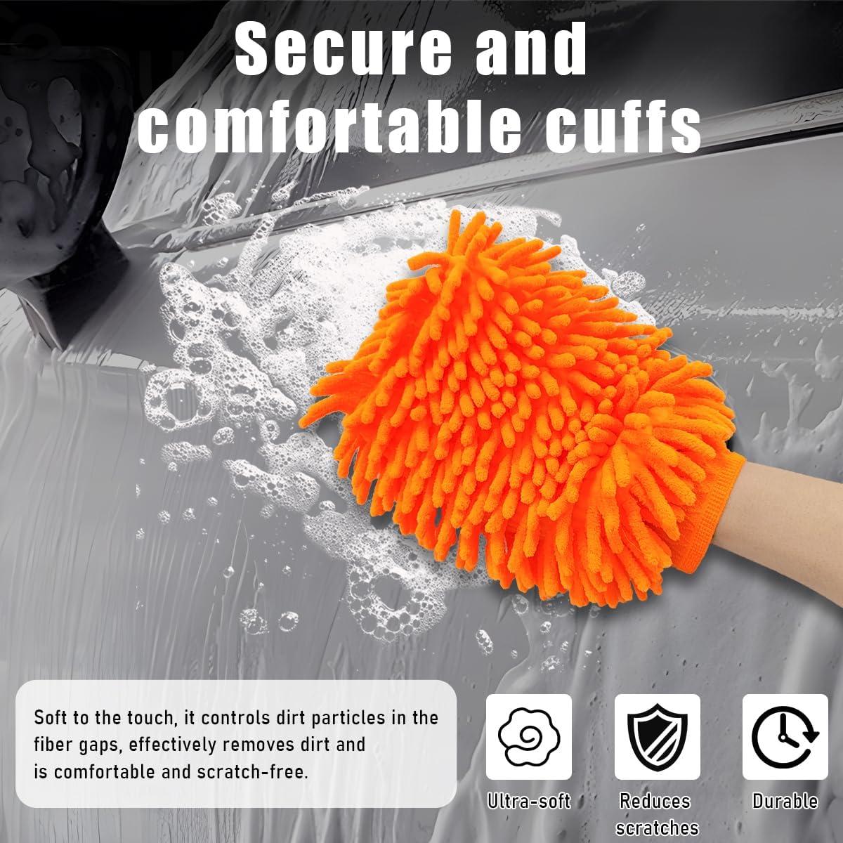 Guantes de Lavado de Autos Gasedin Naranja Microfibra