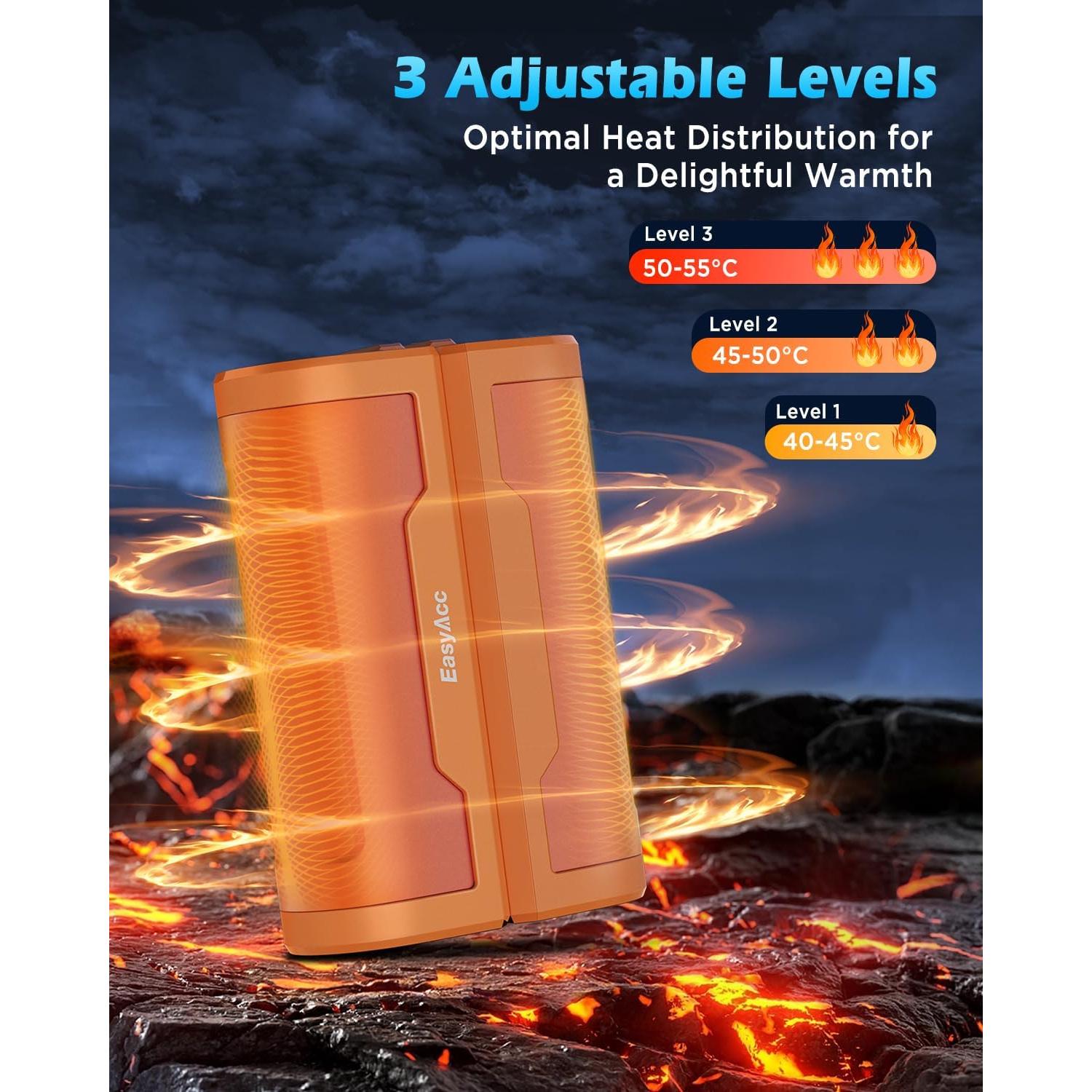 Calentadores de Manos Recargables EasyAcc 10000mAh Naranja