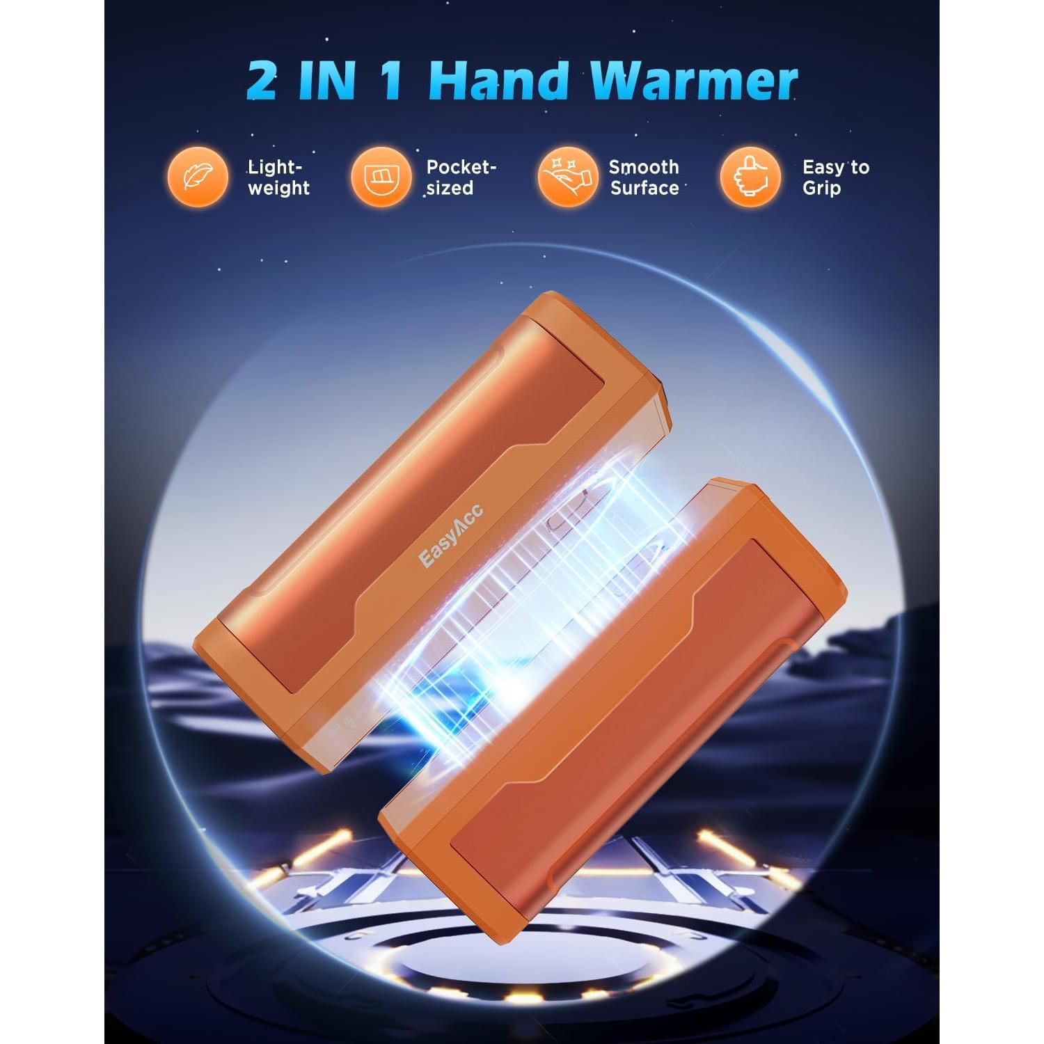 Calentadores de Manos Recargables EasyAcc 10000mAh Naranja