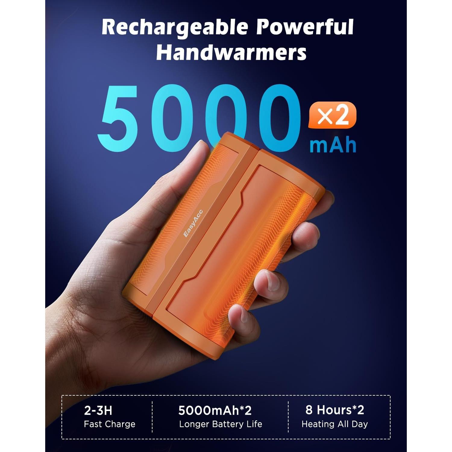Calentadores de Manos Recargables EasyAcc 10000mAh Naranja
