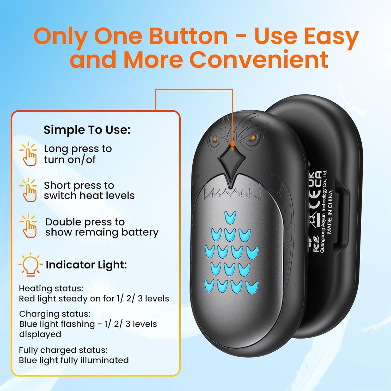 Calentador de Manos Eléctrico Idomars 6000mAh 20h Negro