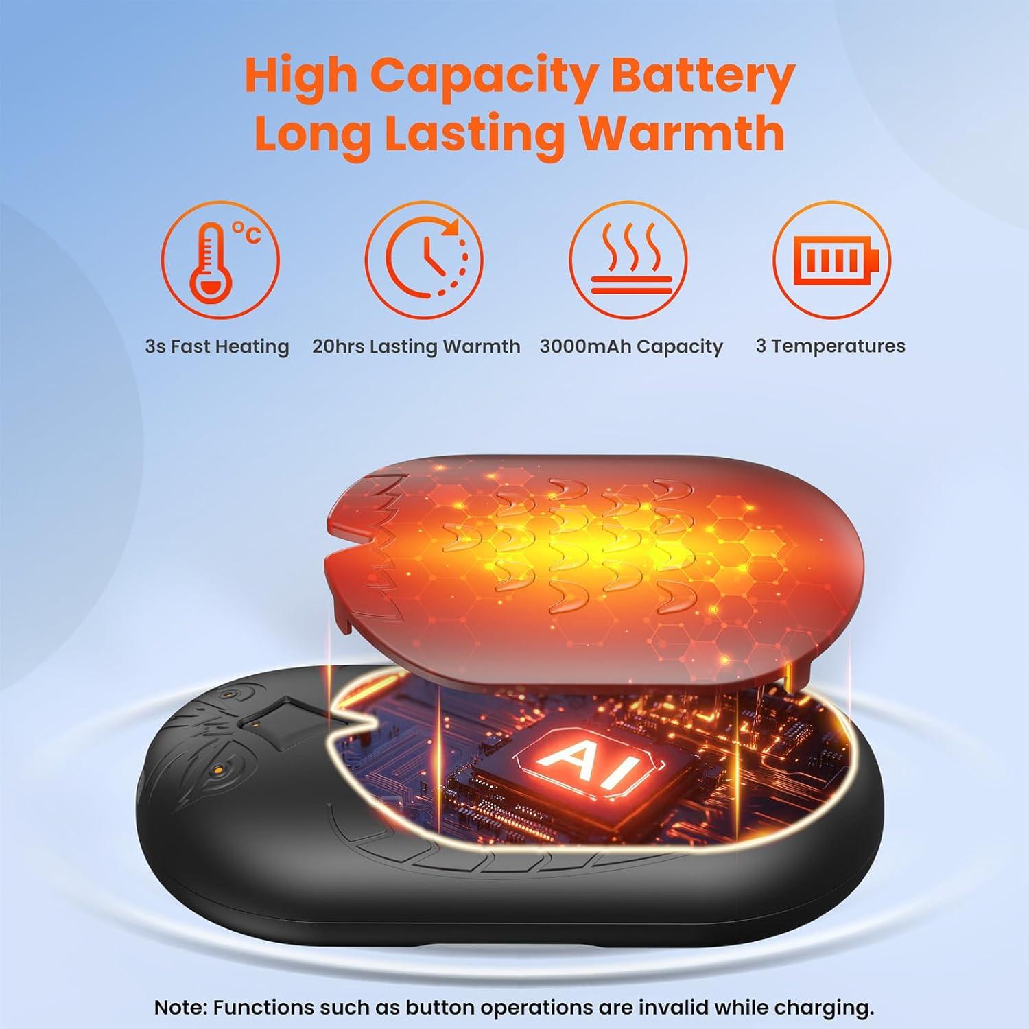 Calentador de Manos Eléctrico Idomars 6000mAh 20h Negro