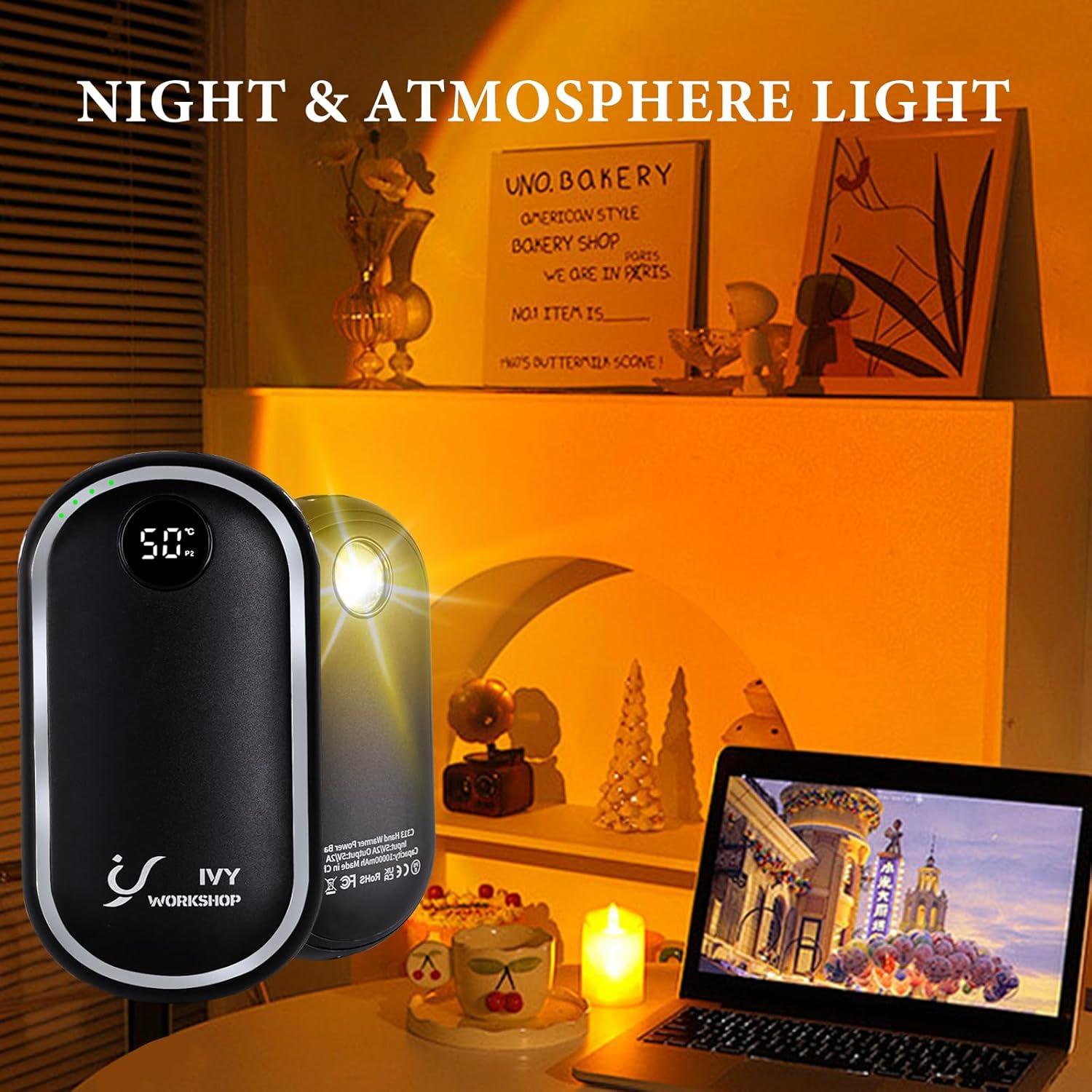 Calentador de Manos Recargable IvyWorkshop 10000mAh Negro