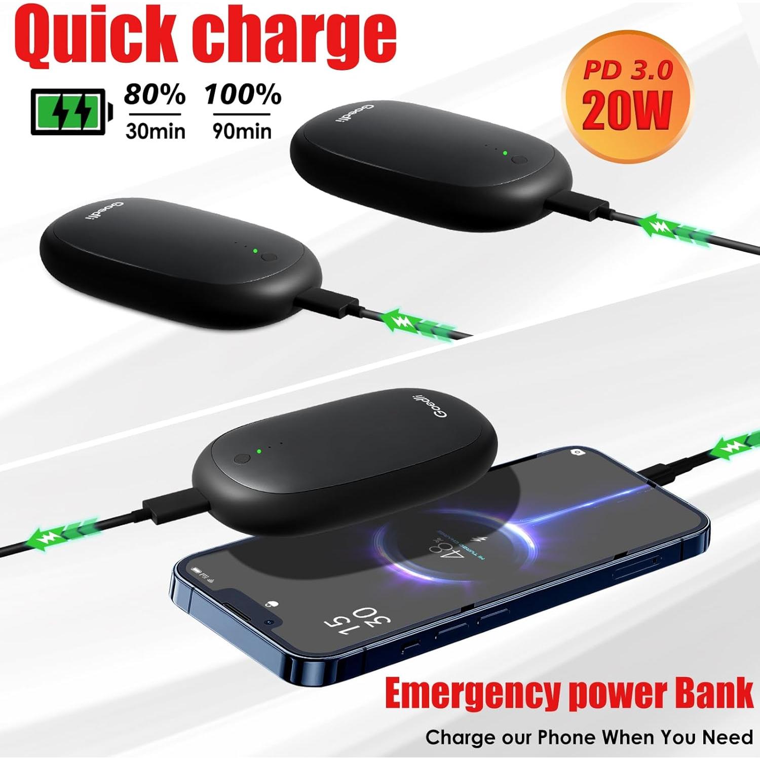 Calentadores de Manos Recargables Goedli A011 12000mAh 2 Pcs