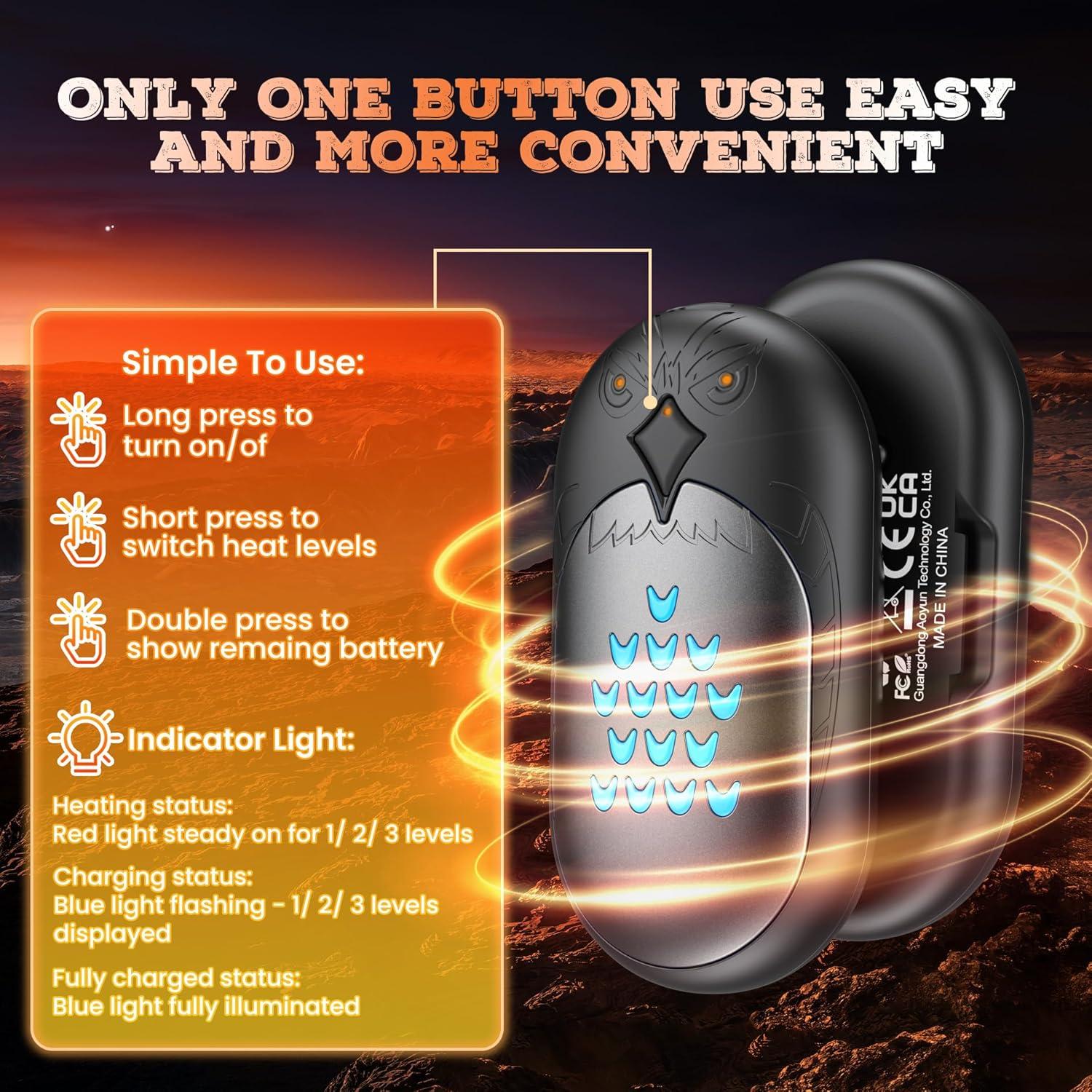 Calentadores de Manos Recargables Doomixs 6000mAh 20h Negro