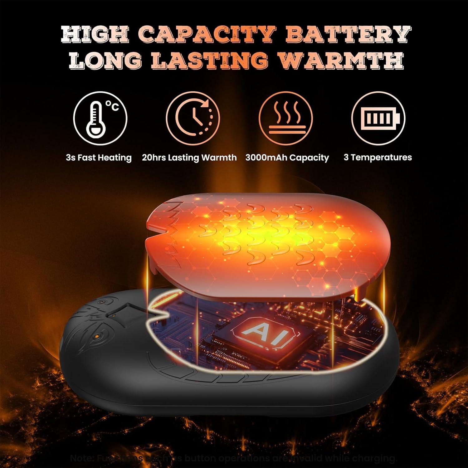 Calentadores de Manos Recargables Doomixs 6000mAh 20h Negro