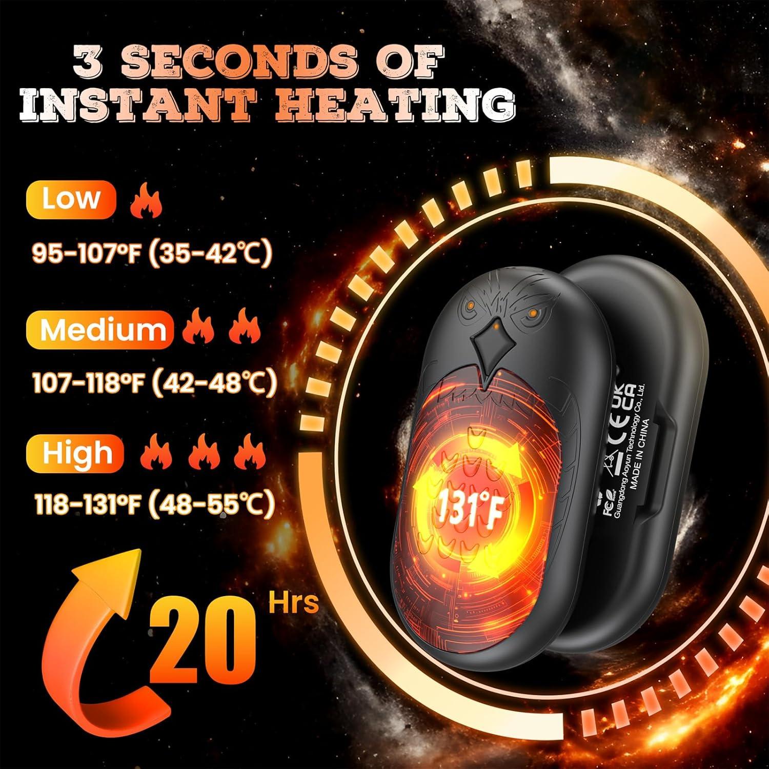 Calentadores de Manos Recargables Doomixs 6000mAh 20h Negro